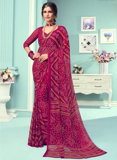 Dark Purple STAR CHIFFON 67TH EDITION Ruchi New daily Wear Chiffon Bandhni Saree Collection 12805 C